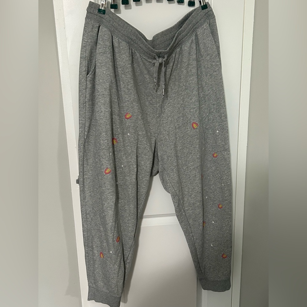 Old Navy Women’s Gray Sweatpants with Colorful Embroidery